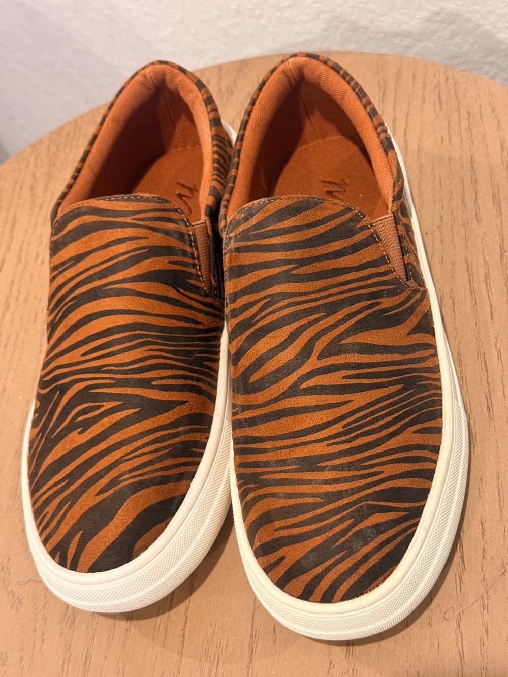 Matisse Orange and Black Tiger-Print Slip-On Sneakers